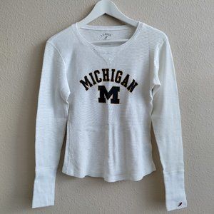 League Michigan Women's White Long Sleeve Basic Tee Size S